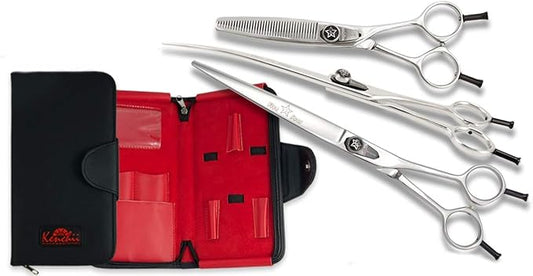 Kenchii Five Star Even Handle Dog Grooming Shears, 8.5 Inch Set Shears, Light Weight, Heavy Duty Pet Grooming Scissor for Dogs, Cats and Other Animals