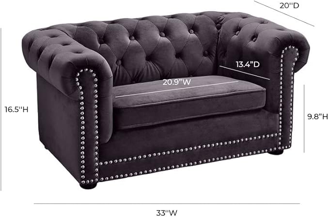 TOV Furniture The Dachshund Collection Velvet Upholstered Handmade Elevated Sofa Pet Dog Bed, Gray