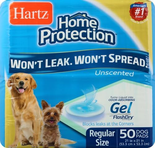 Hartz Home Protection Unscented USA Made Dog Pads, 50 Count, Super Absorbent & Won't Leak, Odor Eliminating (Pack of 3)