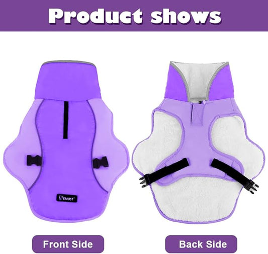 EMUST Dog Jacket Winter, Cozy Windproof Dog Jacket for Cold Weather, Solid Color Dogs Vests for Winter for Medium Dogs,New Purple, M