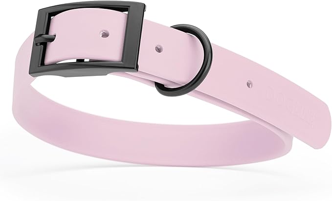 Dogline Biothane Coated Webbing Dog Collar with Black Metal Hardware: Durable Easy-Clean Everyday Collar for Dogs - Comfortable Adjustable Odor-Resistant Pet Collar, W1 x L18-22, Pastel Purple