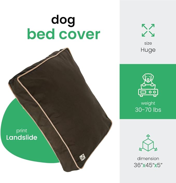 Molly Mutt Huge Dog Bed Cover -Landslide Print - Measures 36”X45”X5’-100% Cotton - Durable - Breathable - Sustainable - Machine Washable Dog Bed Cover