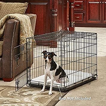 MidWest Homes for Pets Medium LifeStages Single Door 30-Inch Folding Dog Crate, Enhanced Security, Includes Leak-Proof Pan, Divider Panel, Handle, Rubber Feet