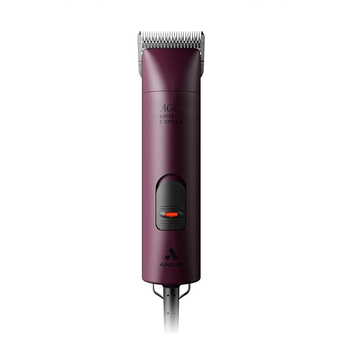 Andis Professional UltraEdge Super 2-Speed Detachable Blade Dog/Pet Clipper, Rotary Motor with Shatter-Proof Housing, Runs Calm & Silent, 14-Inch Cord, for All Dog Coats & Breeds, 120 Volts, Burgundy
