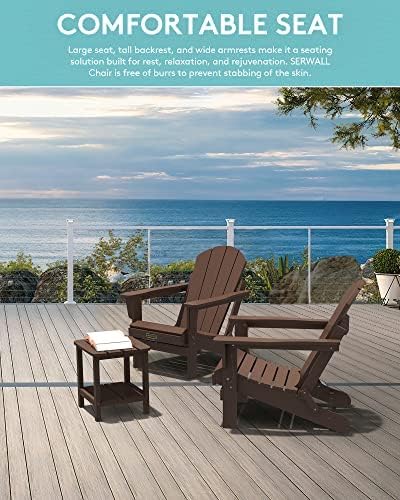 SERWALL Folding Adirondack Chair Set of 4 for Patio Garden Outdoors Fire Pit- Coffee