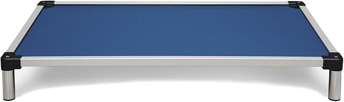 K9 Ballistics Chew Proof Elevated Outdoor Cooling Cot Bed for Large Dogs - Virtually Indestructible, Preassembled, Withstands Aggressive Chewers - L, Blue Quartz Ripstop
