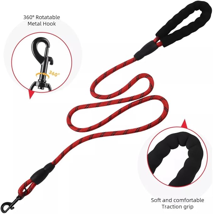 Dog Harness No Pull Adjustable Reflective,for Medium and Large Small Dog with Leash 59.06in (Red, XL)