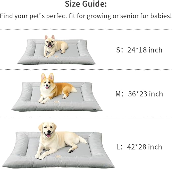 Cat Bed for Cats Crate Oxford Puppy Crate Pad Waterproof Pet Beds Outdoor Cage Mat Easy Rinse Grey 24×18×3 Inch