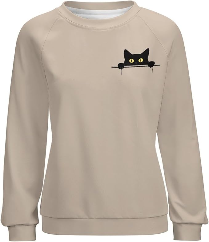 Womens Ugly Christmas Sweatshirt Funny Cat Dog Printed Xmas Pullover Shirts Crewneck Long Sleeve Graphic Hoodies
