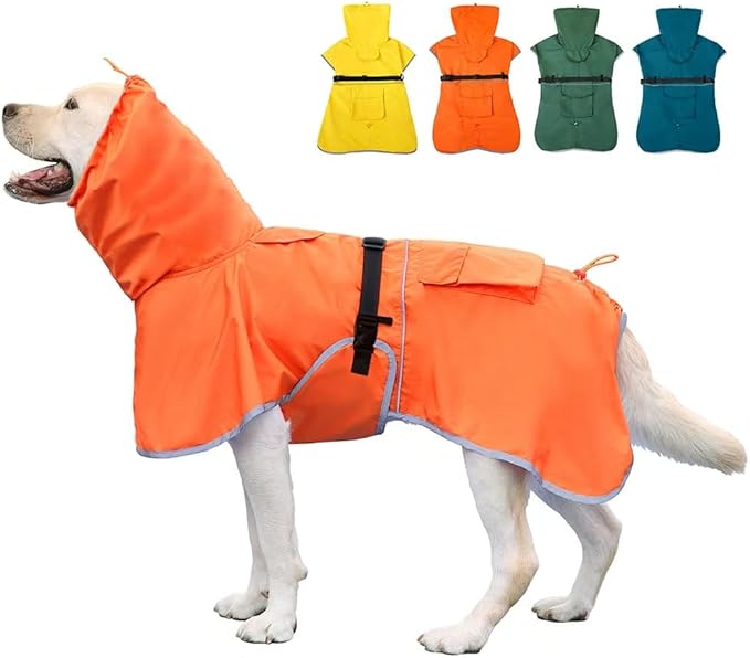 Pet Large Dog Raincoat Apparel Poncho Waterproof for Medium Large Sized for Dog Raincoat (Orange, 4XL)
