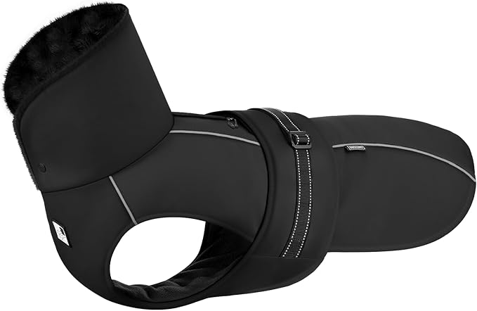 OneTigris Dog Coat Waterproof Dog Jacket with Adjustable Buckle Hook & Loop Windproof Cold Weather Coats for Small Medium Large Dogs (Black, Medium)