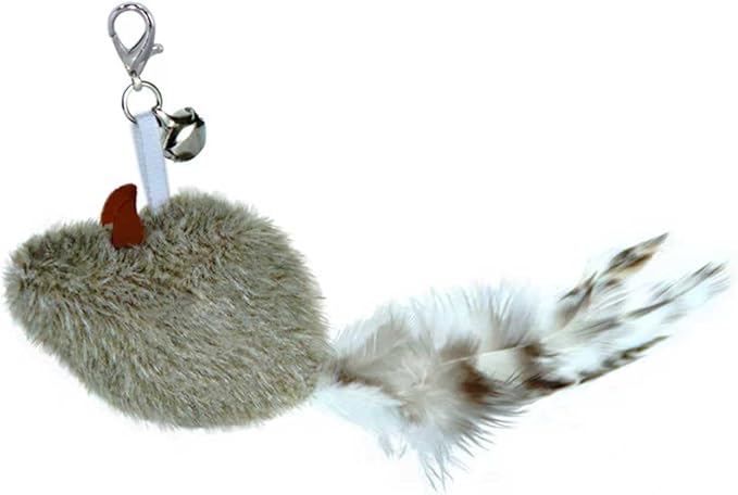 MikiLim Cat Feather Toy Refills for Cat Wand 5-Pack Undyed Natural Big Feather Cats Wand Attachment Replacement with Bell,Clasp 2PCS Extension String