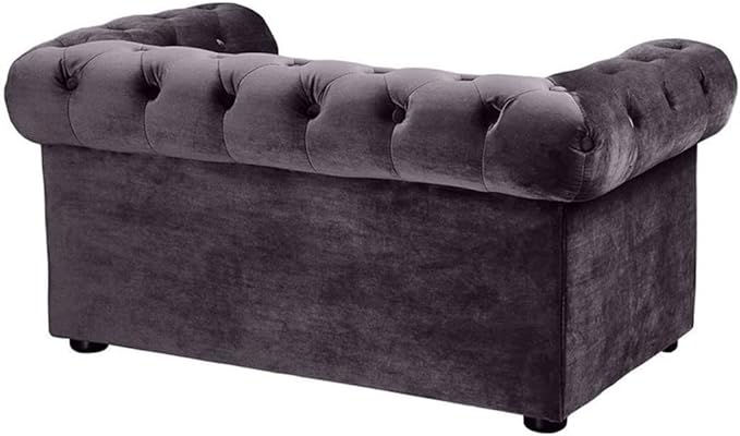 TOV Furniture The Dachshund Collection Velvet Upholstered Handmade Elevated Sofa Pet Dog Bed, Gray