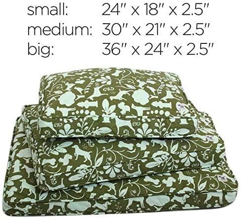 Molly Mutt Sheepy Wool Crate Mat - 100% Cotton Canvas Cover with Temperature-Regulating 100% Natural Wool-Filled Insert Dog Bed - Soft & Supportive Wool-Filled Bed - (36"x24"x2.5", Forever Young)