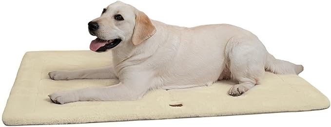 MADE 4 PETS Dog Crate Pad Bed for Extra Large Dogs, Washable & Reversible, Anti-Slip Kennel Mat for Cozy Sleeping, Soft Fluffy Dog Bed for Indoor & Outdoor Use, 48"x30", Beige