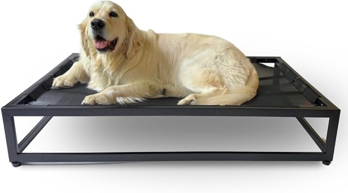 FUZI Up Pup Extra Large Elevated Dog Bed, Strong Indoor/Outdoor Raised Bed for Dogs, Chew-Proof & Durable, Breathable Design, XL Dog Cot, Extra Large Pet Bed, 45x30x9 Black