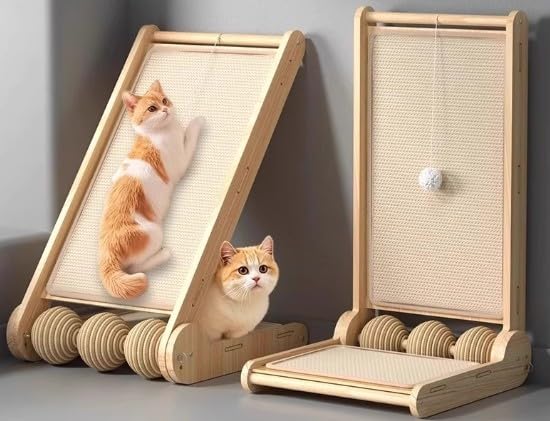 Adjustable Cat Scratch Ramp for Indoor Cats, 25.6-Inch Cat Scratcher Ramp, Cat Scratching Post, Medium