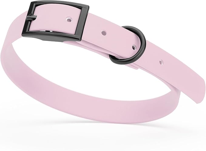 Dogline Biothane Coated Webbing Dog Collar with Black Metal Hardware: Durable Easy-Clean Everyday Collar for Dogs - Comfortable Adjustable Odor-Resistant Pet Collar, W5/8" x L12-15, Pastel Purple