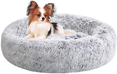 SAVFOX Plush Calming Dog Beds, Donut Bed for Small Dogs, Medium, Large & X-Large, Comfy Cuddler and Cat in Faux Fur, Washable Bed, Multiple Sizes XS-XXL