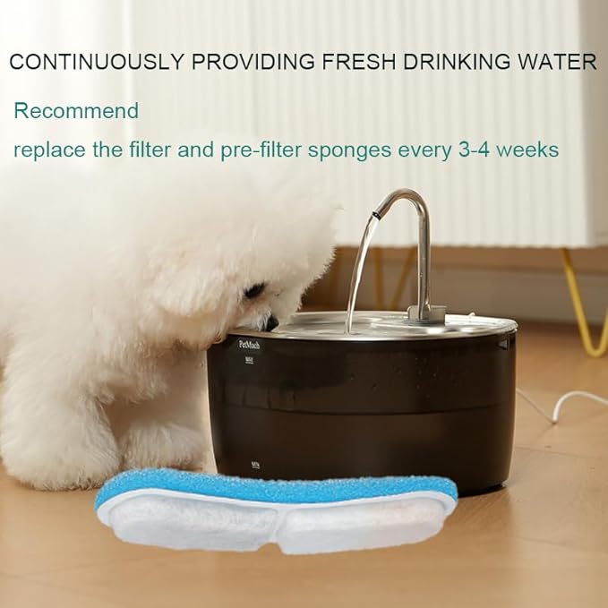 Cat Water Fountain: 108oz/3.2L Cat Fountain Super Silent Pet Drinking Dispenser (Cat Fountain 1 Filtesr + 1 Sponges)