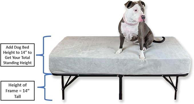 Dog Bed Mattress Extender for King Beds - Customizable Freestanding Bedside Pet Cosleeper for Dogs & Cats - Multiple Height & Color Options - Extension of Bedding for Pets (8" Height Dog Bed, Gray)
