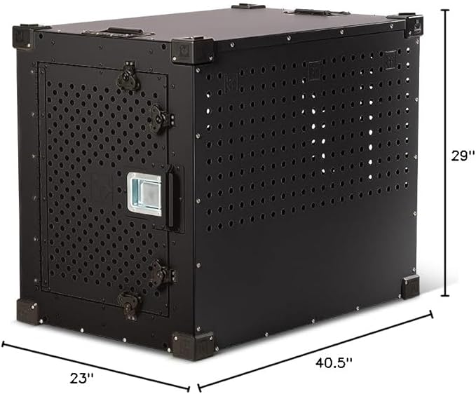 Impact Indestructible High Anxiety Dog Crate for Large Dogs - Heavy Duty Escape Proof Indoor Dog Kennel with Powder-Coated Aluminum - Ideal for Escape Artists (Black, 40" (40.5" L x 23" W x 29" H)