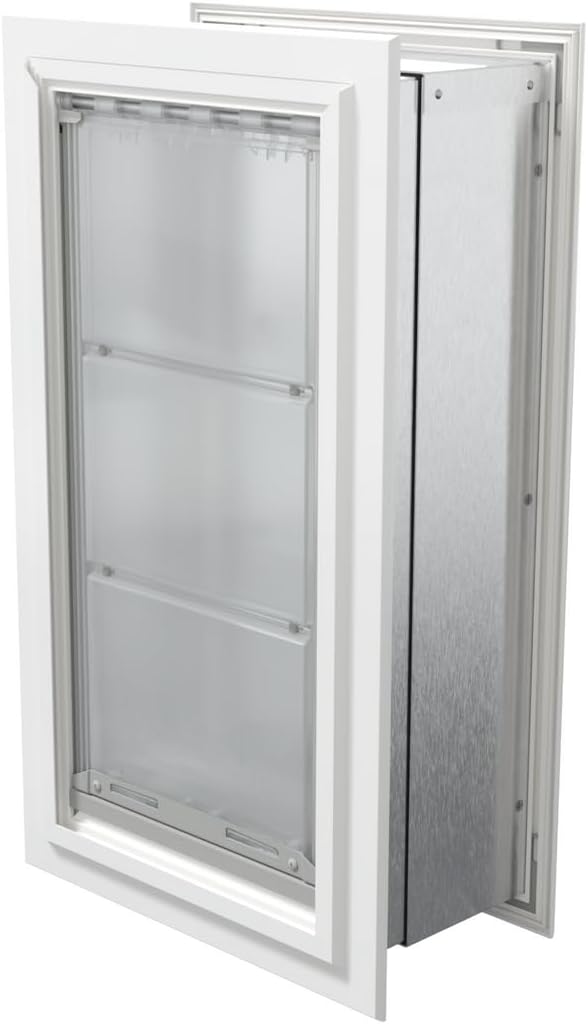 Endura Flap Pet Door for Walls in White | Energy-Efficient Double Flap Design for Wall Installations | All-Weather Protection with All-Metal Telescoping Tunnel | White, Large, Double Flap