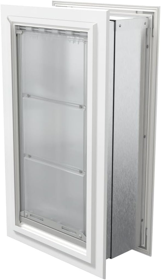 Endura Flap Pet Door for Walls in White | Energy-Efficient Double Flap Design for Wall Installations | All-Weather Protection with All-Metal Telescoping Tunnel | White, Large, Double Flap