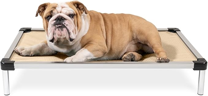 K9 Ballistics Chew Proof Elevated Outdoor Cooling Cot Bed for Medium Dogs - Virtually Indestructible, Preassembled, Withstands Aggressive Chewers - M, Ripstop Sandstone