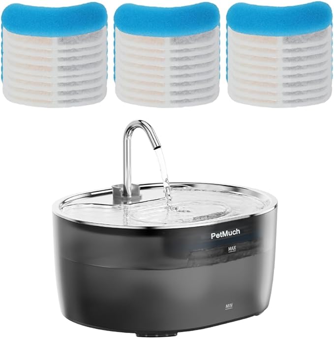 Cat Water Fountain: 108oz/3.2L Cat Fountain Super Silent Pet Drinking Dispenser (Cat Fountain 24 Filtesr + 24 Sponges)