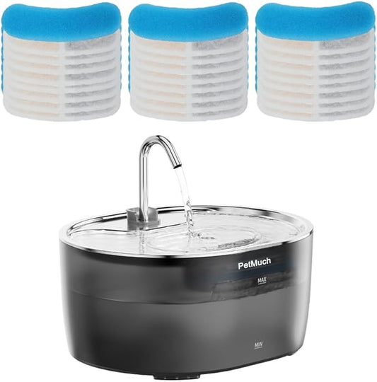 Cat Water Fountain: 108oz/3.2L Cat Fountain Super Silent Pet Drinking Dispenser (Cat Fountain 24 Filtesr + 24 Sponges)