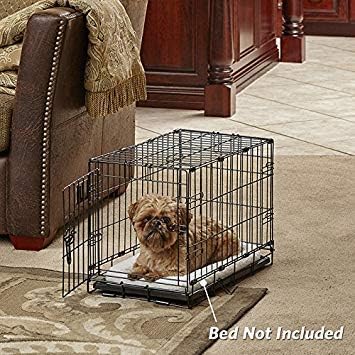 MidWest Homes for Pets XS LifeStages Single Door 22-Inch Folding Dog Crate, Enhanced Security, Includes Leak-Proof Pan, Divider Panel, Handle, Rubber Feet
