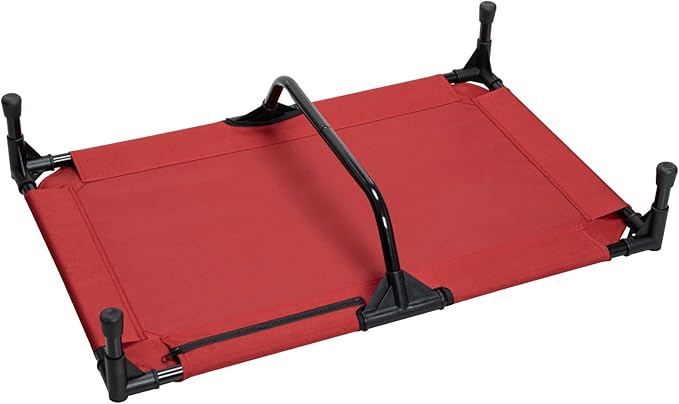 Love&go Elevated Dog Bed with Metal Frame, Cooling Raised Pet Cot for Dog and Cat (M - Red Bed, Medium-29.9x19.5x5.5 inch)