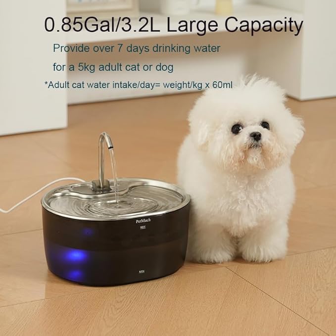 Cat Water Fountain: 108oz/3.2L Cat Fountain Super Silent Pet Drinking Dispenser (Cat Fountain 24 Filtesr + 24 Sponges)