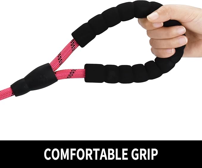5/6 FT Strong Pet Dog Leash with Soft Padded Handle,Highly Reflective Rope for Night Walking,360-Degree Rotating Metal Buckle Without Tangles,Suitable for Small,Medium and Large Dogs.(6ft)
