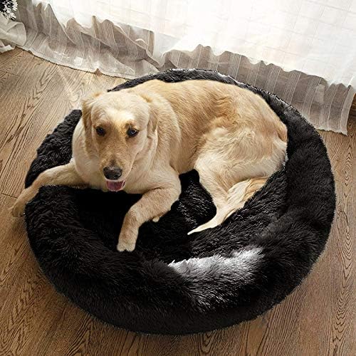 MFOX Calming Dog Bed (S/M/L/XL) for Medium and Large Dogs Comfortable Pet Bed Faux Fur Donut Cuddler Up to 15/30/50/90lbs