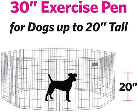 MidWest Homes for Pets Folding Metal Puppy/Dog Exercise Pen, Indoor/Outdoor Playpen with Door, 16 Sq Feet of Play Space, 30-Inches Tall, Gold Zinc