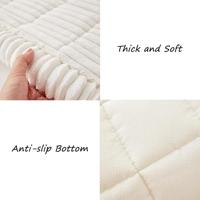 Couch Cover for Dogs Washable, Fuzzy Pet Couch Covers for 2 Cushion Sofa Pet Friendly, Non Slip Sofa Cover (White, 27.6" x 59"/70 x 150cm)