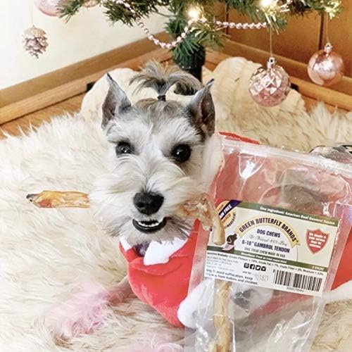 Beef Tendons for Dogs Made in USA. 6-10 Inch Grass Fed Farm-Raised American Beef Dog Treats. All Natural Dog Dental Chews. Grain Free Odor-Free Chews 5 Count