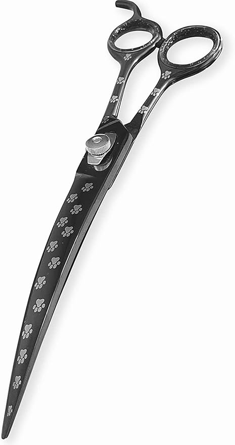 Pet Grooming Scissor Dog Blade scissor Pet Grooming Scissors Dog Hair Cutting Shears with Bag for Professional Right Hand Pet Groomer (Black Curved, 8.5")