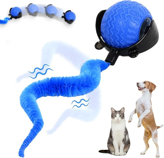 Interactive Cat Ball Toy, 2026 New Cats Ball Toys with Cord Imitation Mouse, Smart Self Rolling Pet Toys for Bored Indoor Adult Cats (Blue)