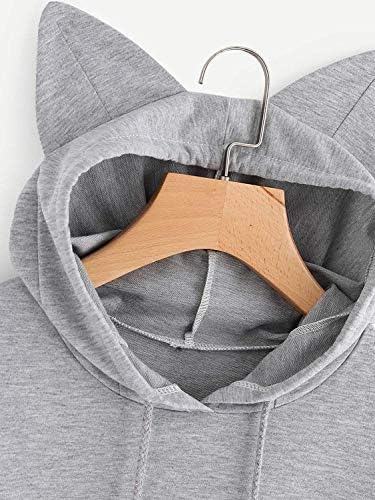 Women Girl Hoodies Cute Cat Ear Novelty Printed Pullover Sweatshirt