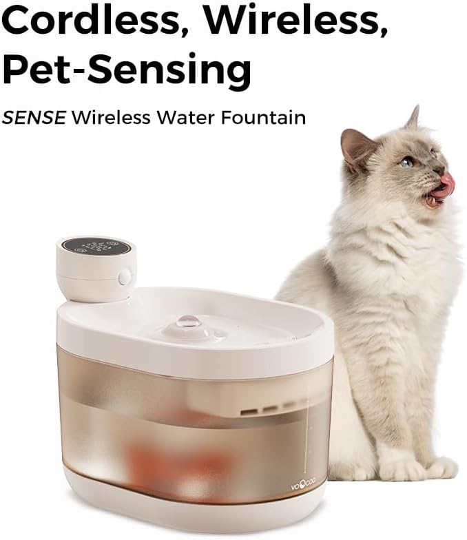 VOOCOO 2.2 L Automatic Cat & Dog Water Fountain – Ultra‑Quiet, 3‑Mode Flow, LED Panel Display, Triple Filtration, BPA‑Free, Promotes Hydration & Healthy Pets