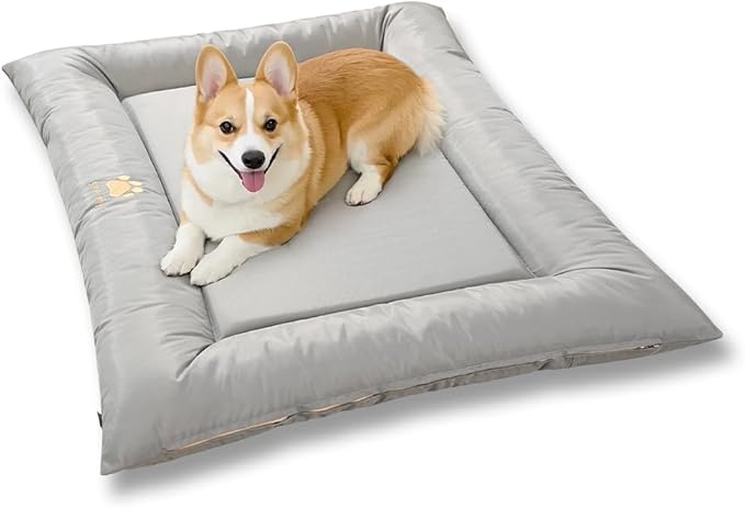 Dog Bed for Dog Crate Oxford Puppy Crate Pad Waterproof Pet Beds Outdoor Cage Mat Easy Rinse Grey 36×23×3 Inch