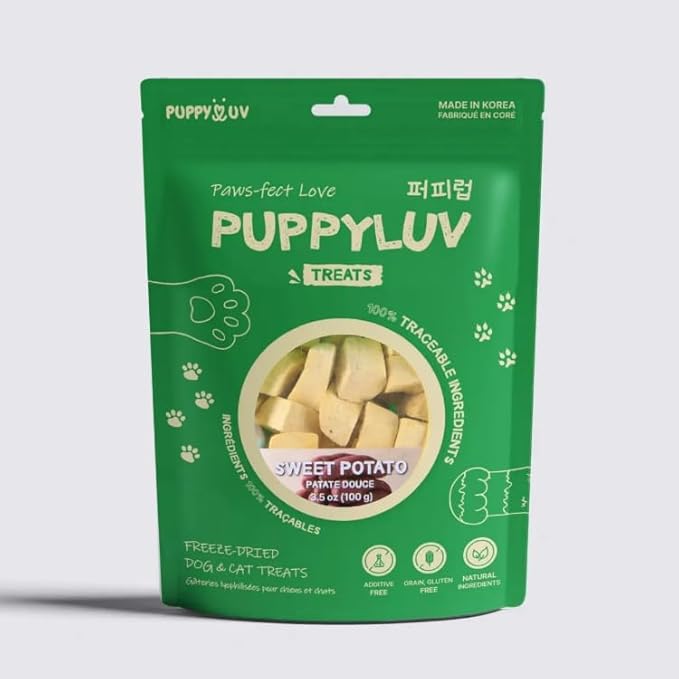 Puppyluv Freeze Dried Sweet Potato Treats for Dogs & Cats - Natural Training Treats, 3.5oz