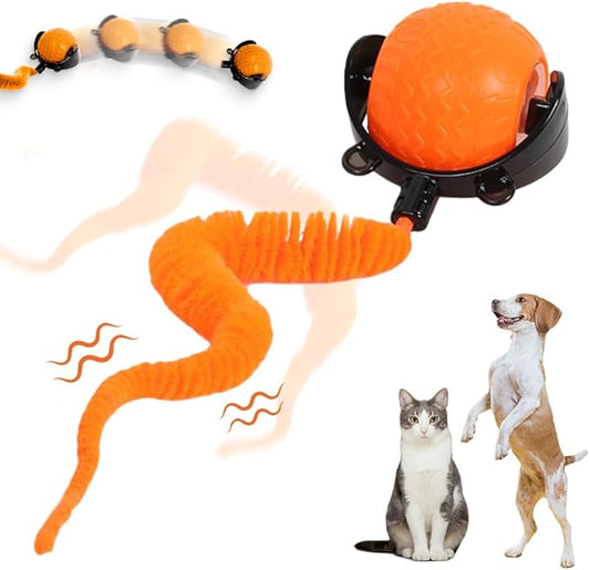 Interactive Cat Ball Toy, 2026 New Cats Ball Toys with Cord Imitation Mouse, Smart Self Rolling Pet Toys for Bored Indoor Adult Cats (Orange)