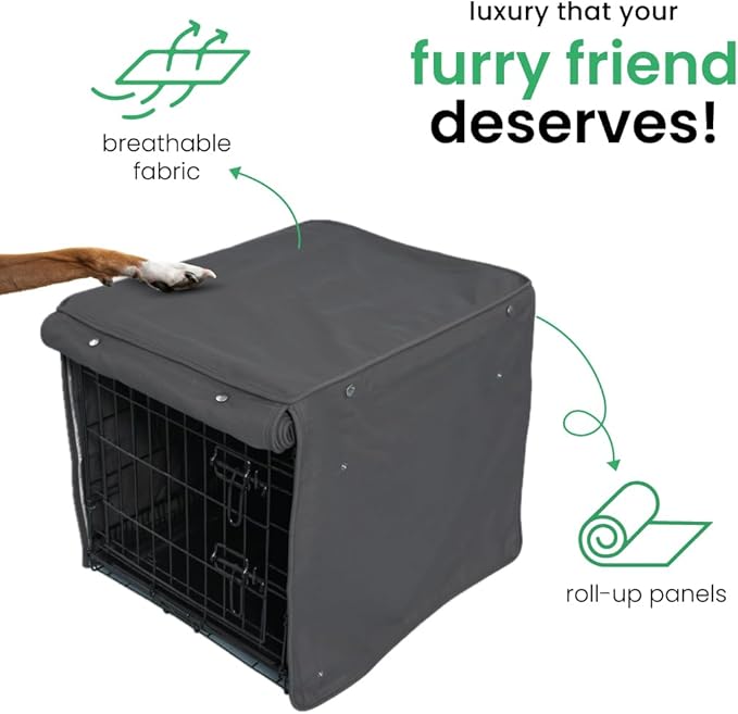 Molly Mutt I'm a Realist Dog Crate Cover, 100% Cotton Canvas Cover with 2 Roll-Up Panels, Ideal for Dog or Cat Crate, Durable, Washable, and Free of Harmful Chemicals, 48" x 30" x 33"