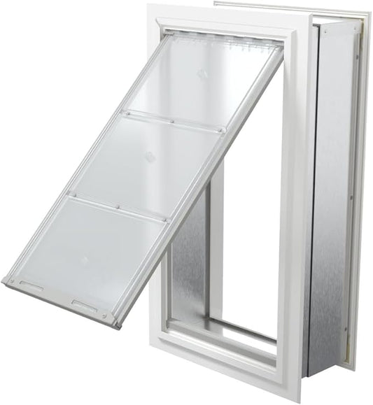 Endura Flap Pet Door for Walls in White | Energy-Efficient Single Flap Design for Wall Installations | All-Weather Protection with All-Metal Telescoping Tunnel | White, XL, Single Flap