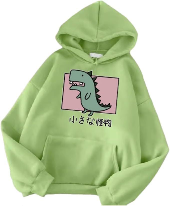 Women Girl Hoodies Cute Cat Ear Novelty Printed Pullover Sweatshirt