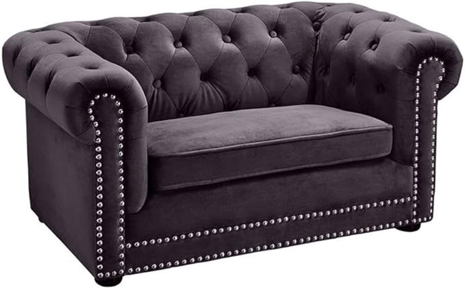 TOV Furniture The Dachshund Collection Velvet Upholstered Handmade Elevated Sofa Pet Dog Bed, Gray